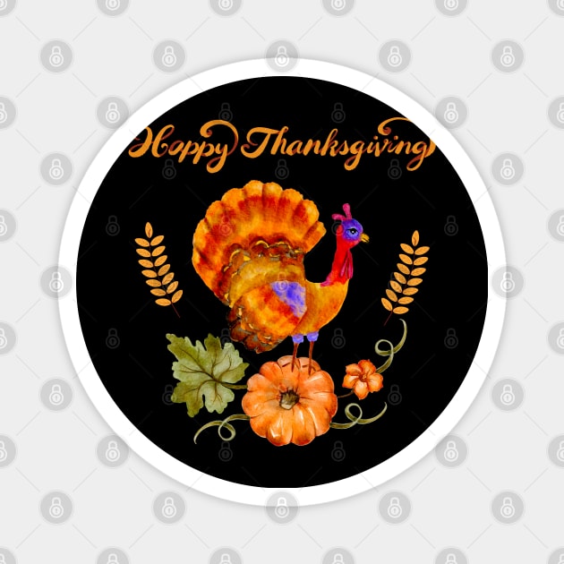 Happy Thanksgiving day retro style design Magnet by Syntax Wear